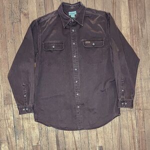 Carhartt Dark Brown Button-Down Shirt (Size L)